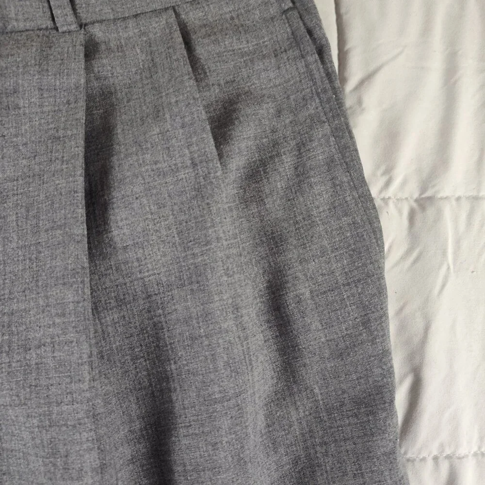 Vintage Cordovan & Grey Wool Dress Pants 40 Gray Pleated Front RN55563